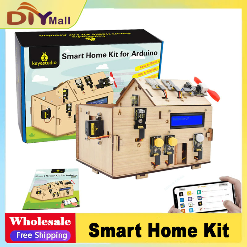 Home Automation Arduino - Keyestudio スマートIoTホームキット（PLUSボード搭載）Arduinoスターターキット DIYプロジェクト STEMプログラミング ホームオートメーション用